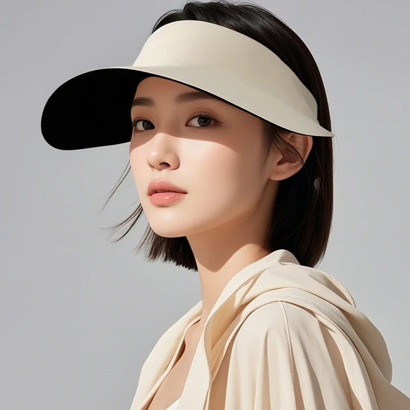 Summer Sun Hat For Women Outdoor Travel Hiking Sunscreen Visors UV Protection Fisherman Hats Large Brim Empty Top Ponytail Cap