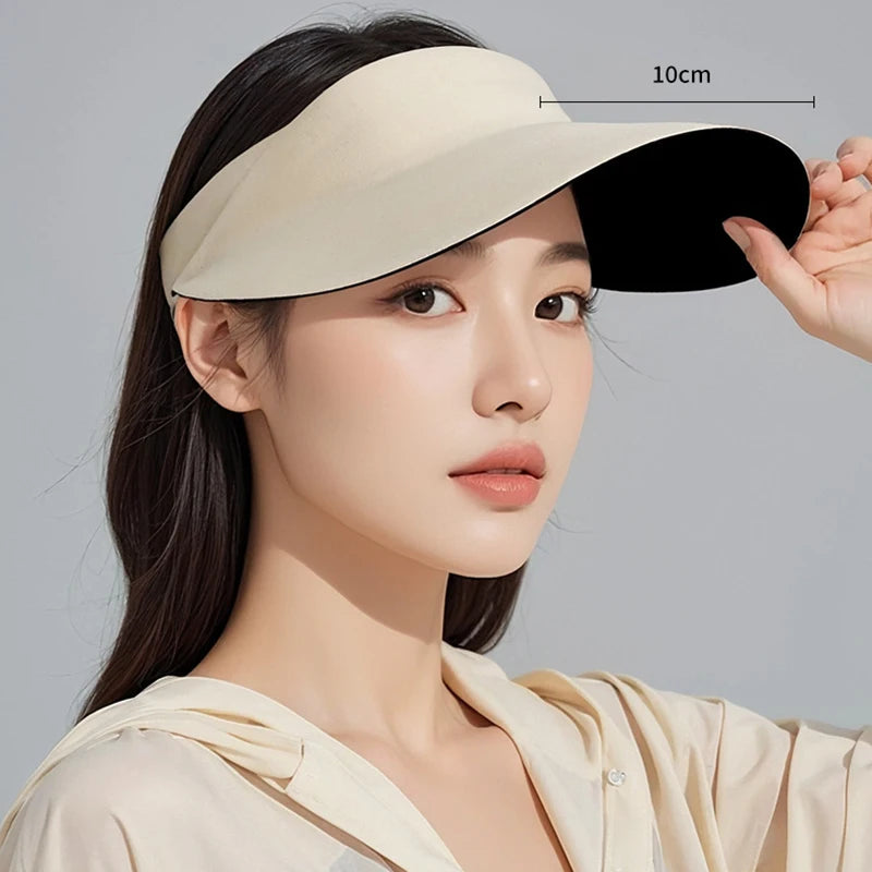 Summer Sun Hat For Women Outdoor Travel Hiking Sunscreen Visors UV Protection Fisherman Hats Large Brim Empty Top Ponytail Cap