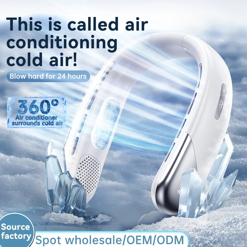 2026 New Neck Fan Portable Fan Bladeless Neck Fan Wearable Fan Cooling Fan Portable Air Conditioner Rechargeable Fan for Outdoor
