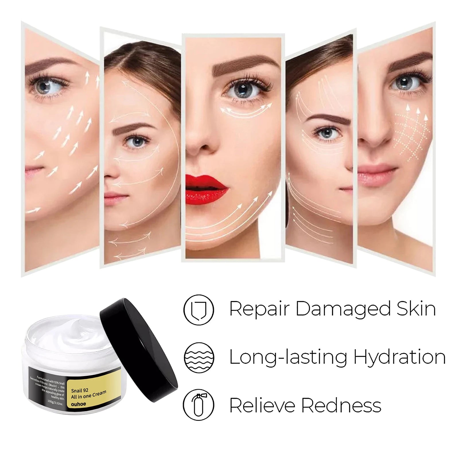 Snail Mucin Cream 92 Daily Moisturizer Hydrating Face Gel Skin Care Soothing Repairing Facial Lotion Korean Healthy Glow Cream
