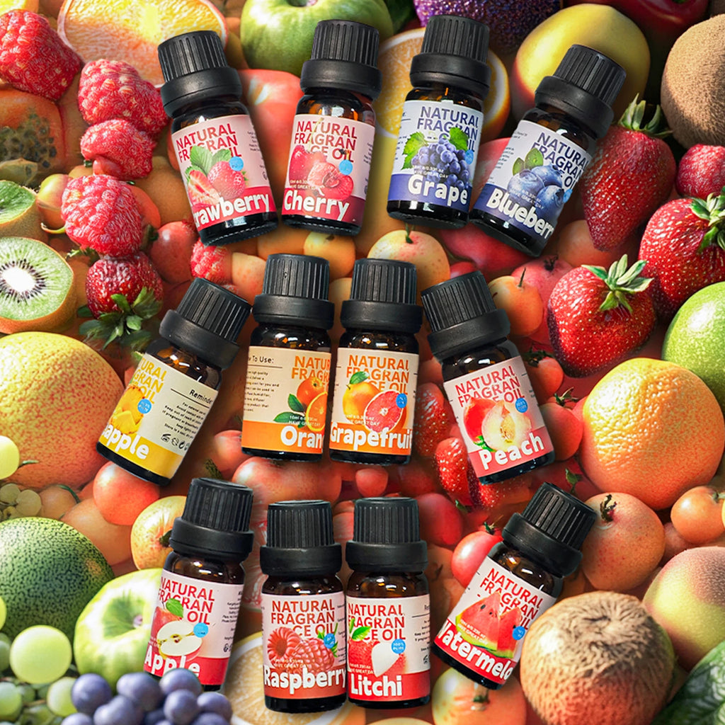 25Type Fruit Essential Oils Fruity Fragrance Oil for Diffuser Candles Making -Strawberry Lemon Peach Banana Mango