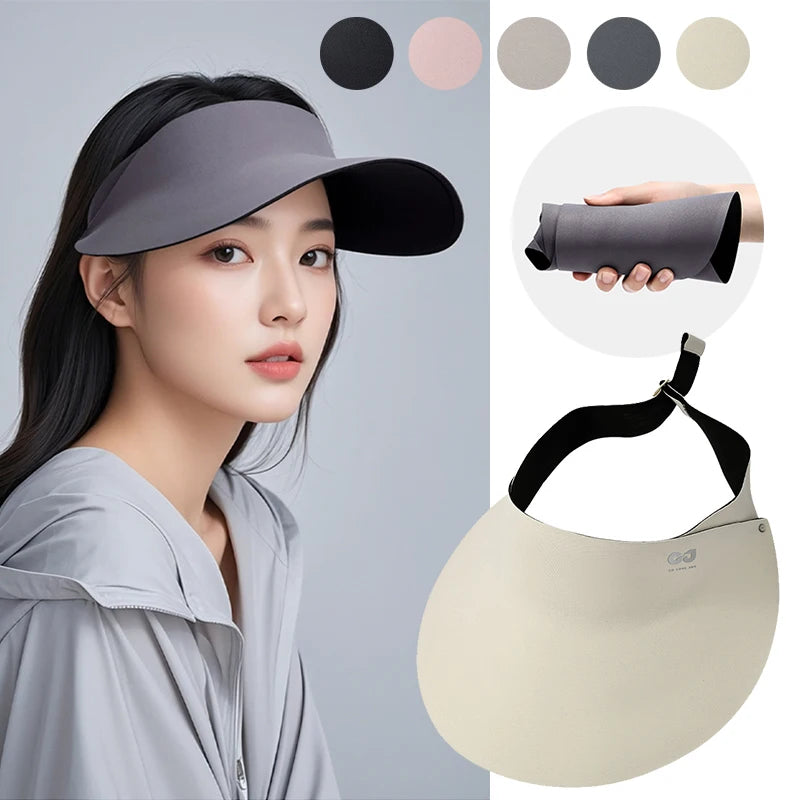 Summer Sun Hat For Women Outdoor Travel Hiking Sunscreen Visors UV Protection Fisherman Hats Large Brim Empty Top Ponytail Cap
