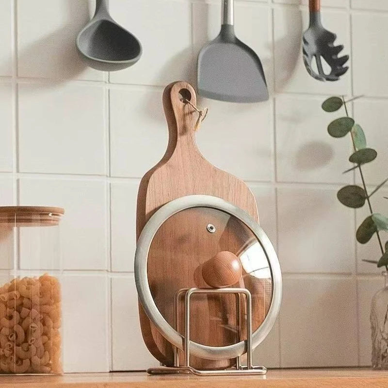 Stainless Steel Household Pot Lid Rack, Cutting Board Rack, Kitchen Cutting Board Storage Rack, Countertop Vegetable Board Rack