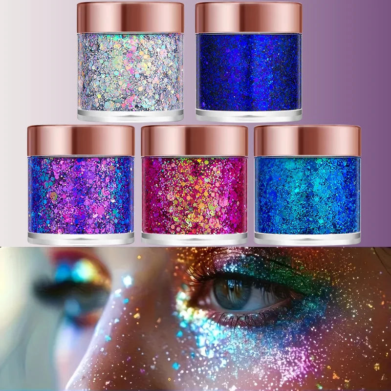 Chameleon Glitter Gel Sequins for Eye & Body Hair Makeup,Long-Lasting Shimmer Face Make Up Decorations for DIY Art & Parties