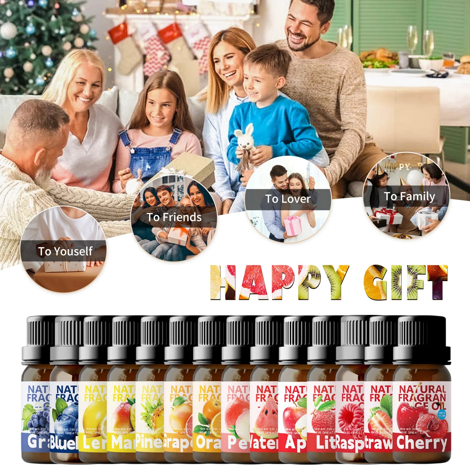 25Type Fruit Essential Oils Fruity Fragrance Oil for Diffuser Candles Making -Strawberry Lemon Peach Banana Mango