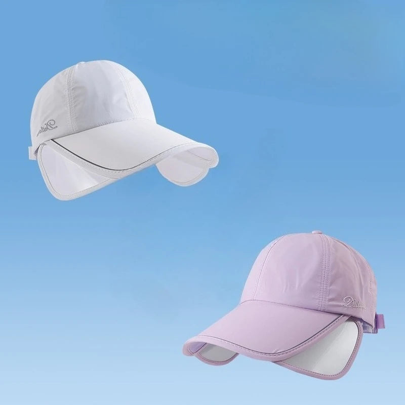 Summer Sun Hat for Women, Enlarged and Widened Brim, Outdoor Sports, Empty Top Duckbill Hat, Tied Ponytail Sun Hat