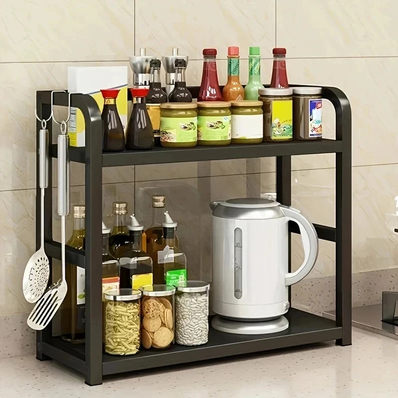 Kitchen Countertop Organizer 1pc 2-Tier Rustproof Metal Shelf Space Saver for Condiments Coffee Mugs Daily Storage