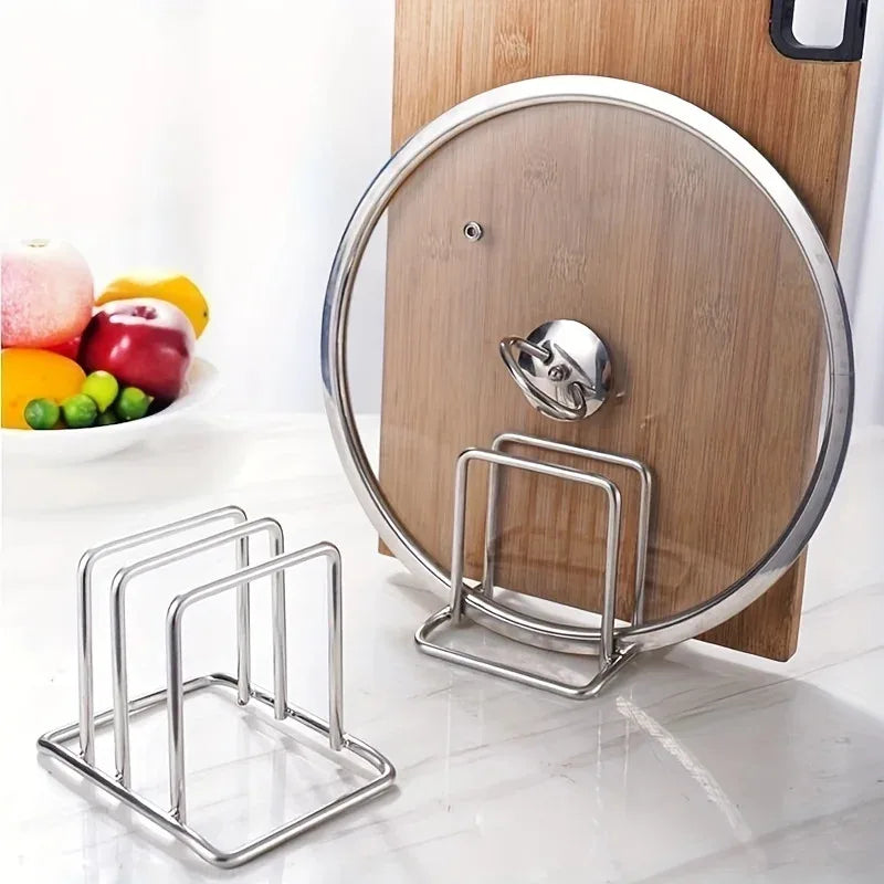 Stainless Steel Household Pot Lid Rack, Cutting Board Rack, Kitchen Cutting Board Storage Rack, Countertop Vegetable Board Rack