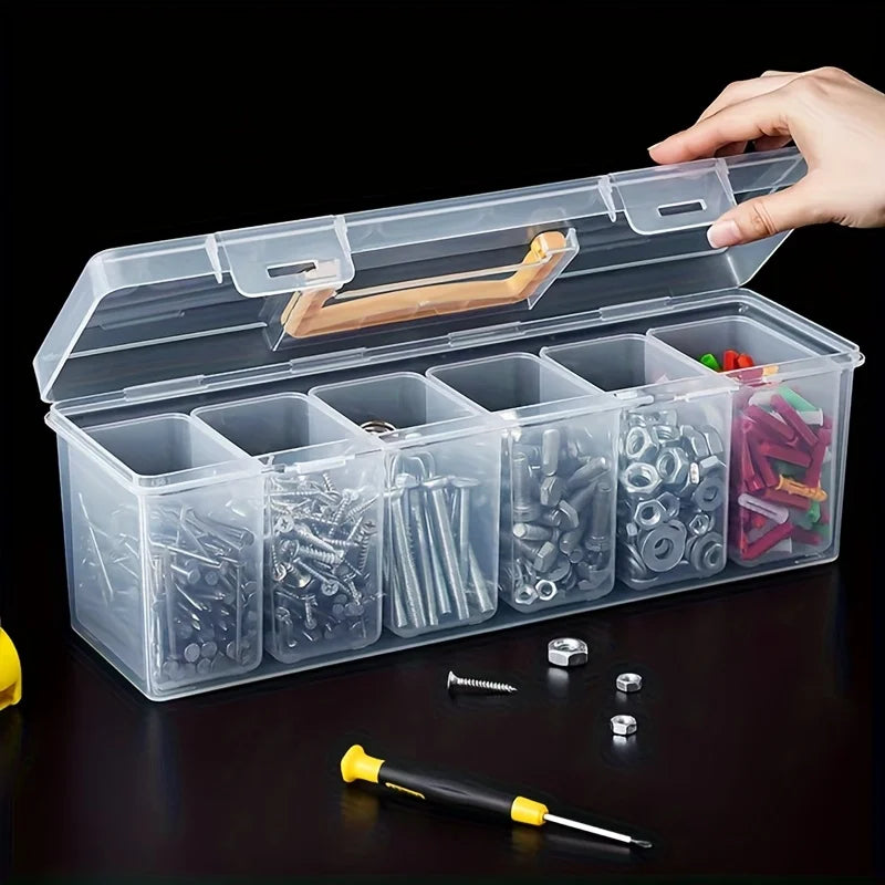 Hardware Tool Storage Box, Multi-Compartment Transparent Tool Organizer, Screw and Accessory Sorting Box, Household Screw, Wrenc