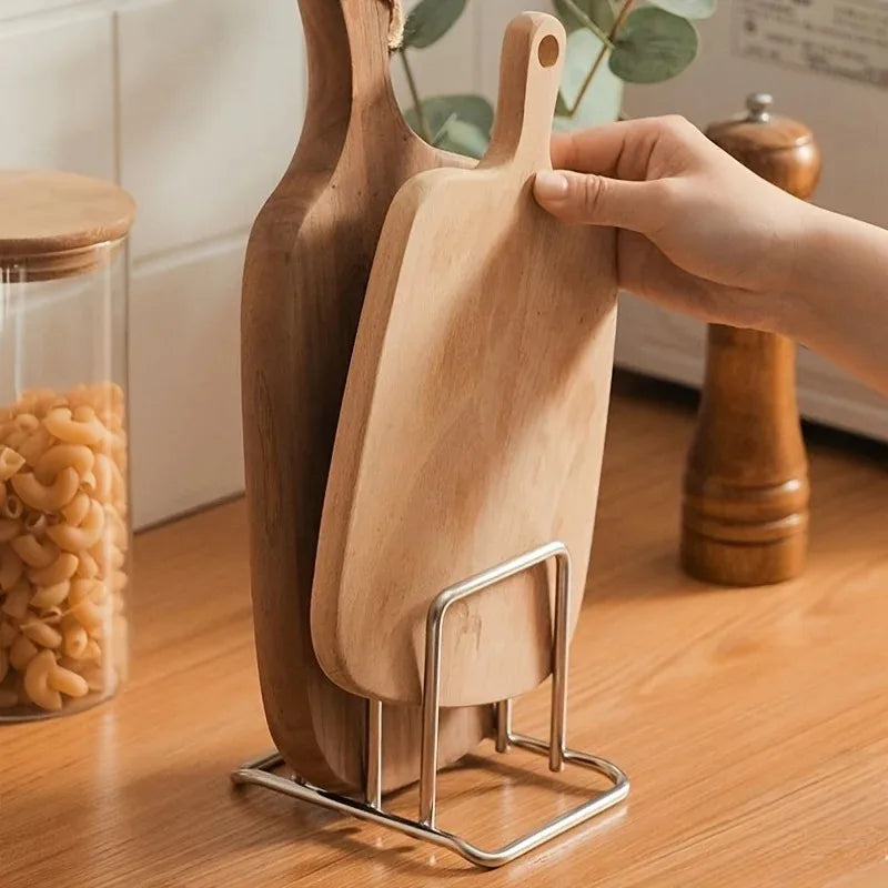 Stainless Steel Household Pot Lid Rack, Cutting Board Rack, Kitchen Cutting Board Storage Rack, Countertop Vegetable Board Rack