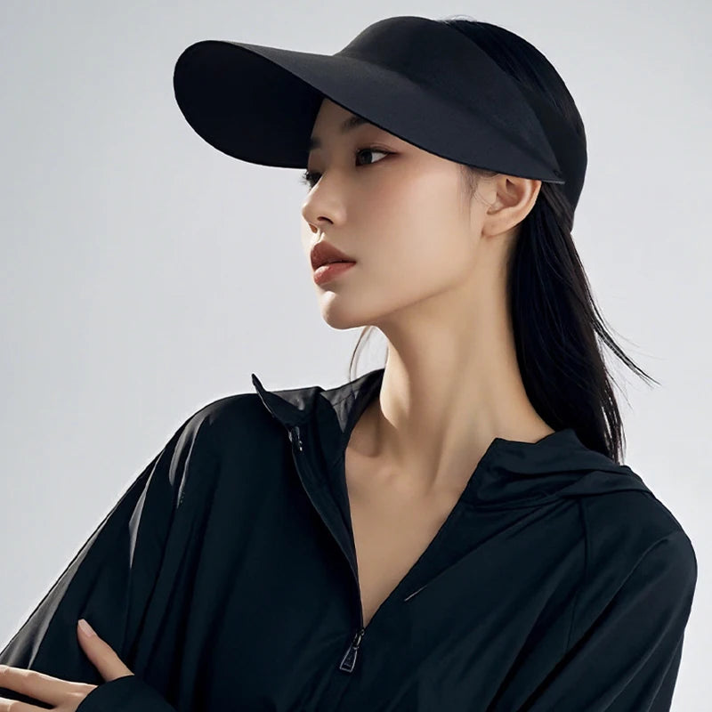 Summer Sun Hat For Women Outdoor Travel Hiking Sunscreen Visors UV Protection Fisherman Hats Large Brim Empty Top Ponytail Cap