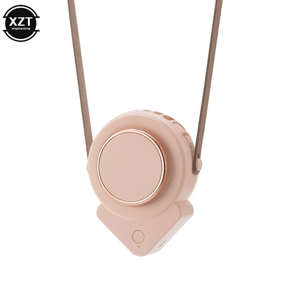 Mini Necklace Fan Bladeless Handheld Fan Portable USB Rechargeable Personal Neck Fan Speed Adjustable For Outdoor Event Office
