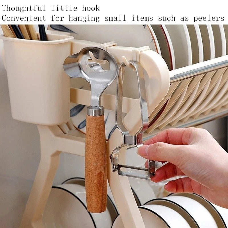 Kitchen Multifunctional Storage Rack, Bowl And Plate Organizer With Drainage Rack, Countertop Cutlery Storage Rack