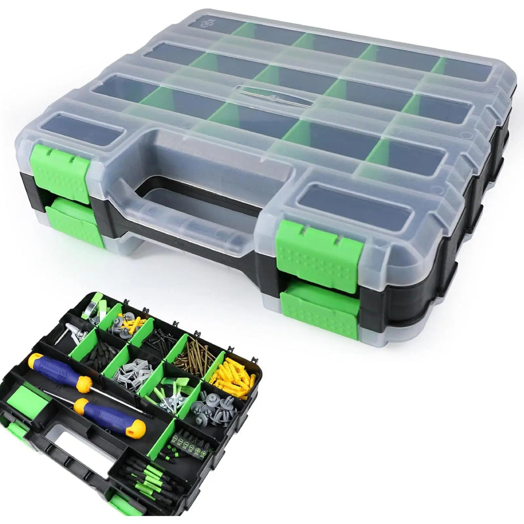 Multipurpose Tools Organizer Box with 34 Compartments Hardware Storage Container for Nuts Small Parts Screw Fasteners Crafts