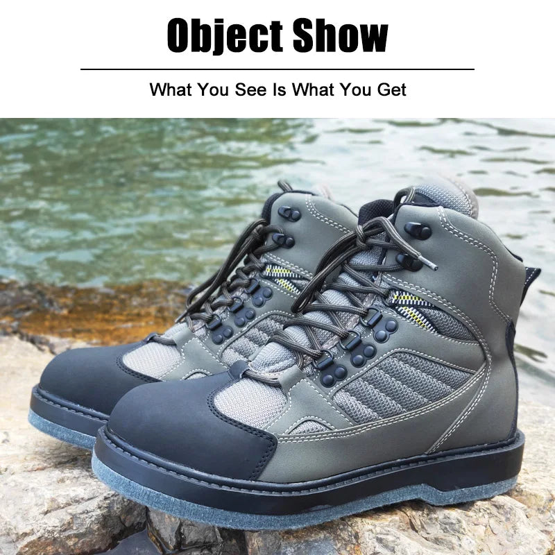 Fly Fishing Wading Upstream Hunting Shoes Leaking Water Boots Anti-Slippery Felt or Rubber Sole Reef Rock Fishing Shoes