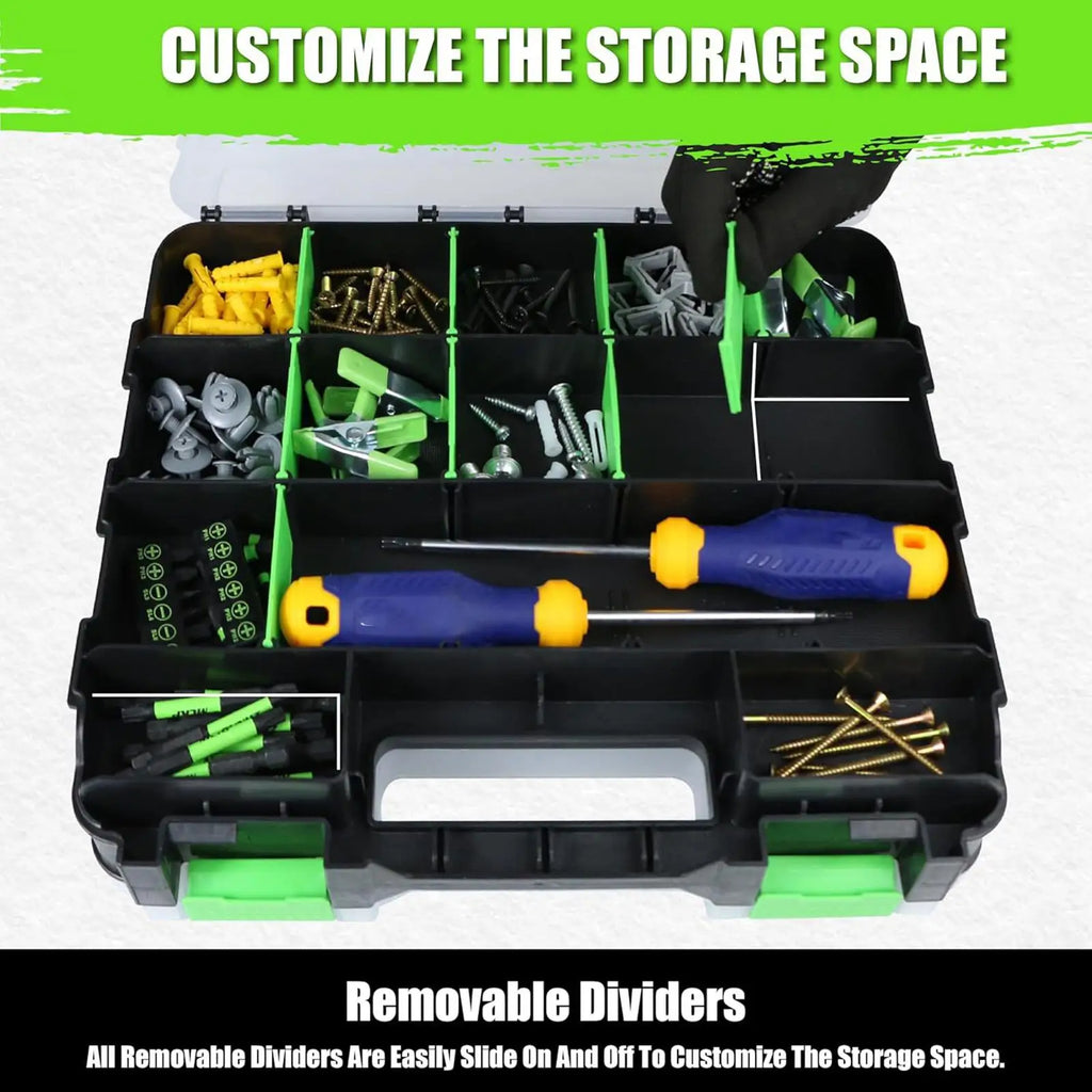 Multipurpose Tools Organizer Box with 34 Compartments Hardware Storage Container for Nuts Small Parts Screw Fasteners Crafts