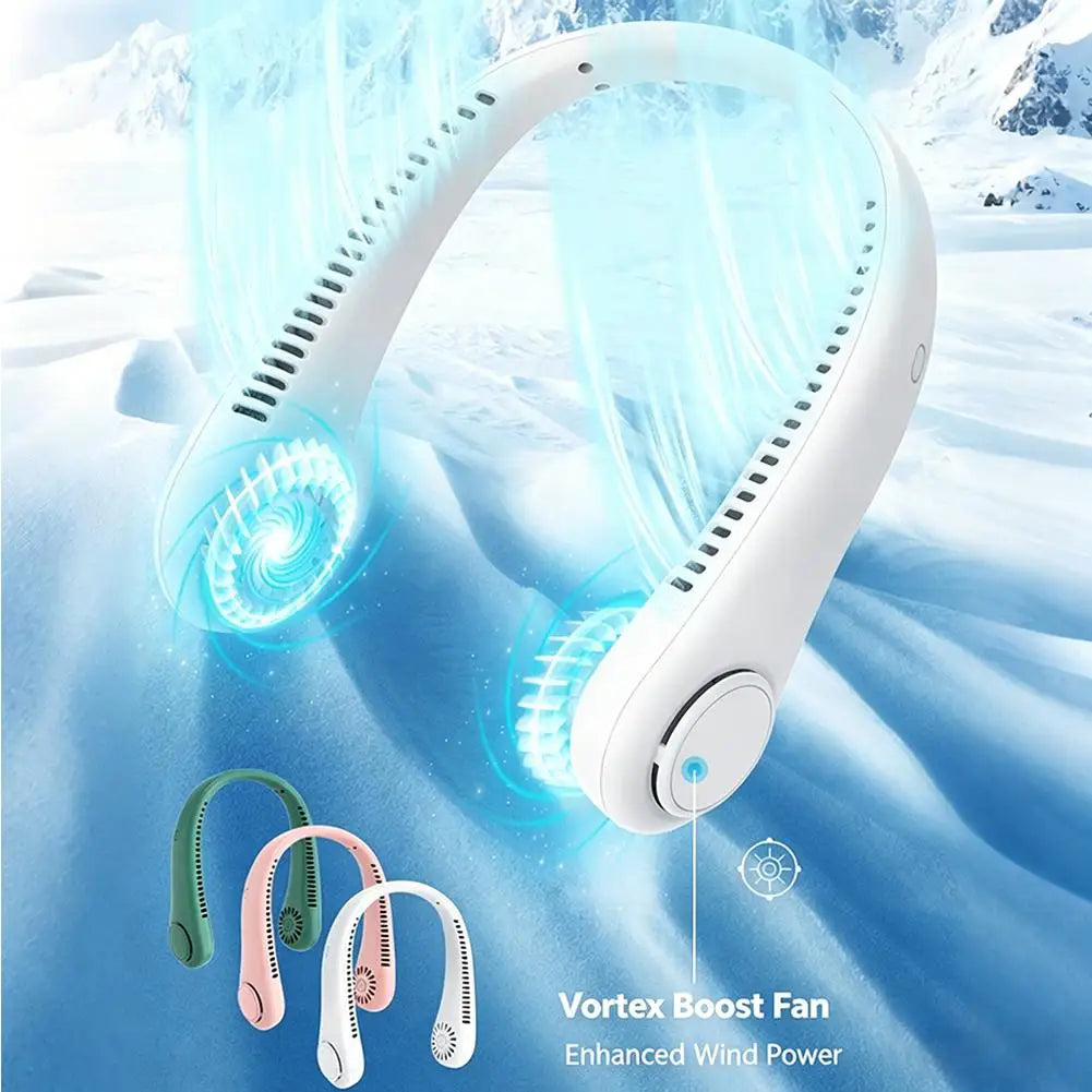 Portable Bladeless Neck Fan Rechargeable 3 Speeds Adjustable Cooling Fan Hands-Free Bladeless Neck Fan For Outdoor Sports Travel