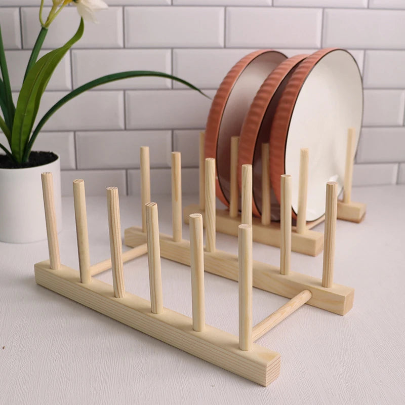 Space-Saving Wooden Kitchen Organizer: Sturdy Multipurpose Rack for Dishes, Cups, and Cutting Boards