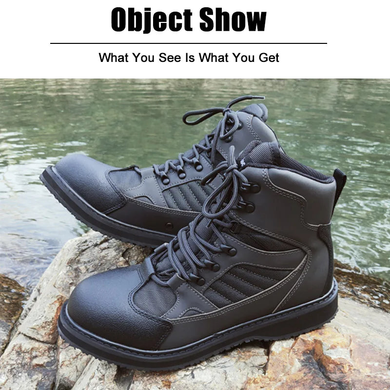 Fly Fishing Wading Upstream Hunting Shoes Leaking Water Boots Anti-Slippery Felt or Rubber Sole Reef Rock Fishing Shoes