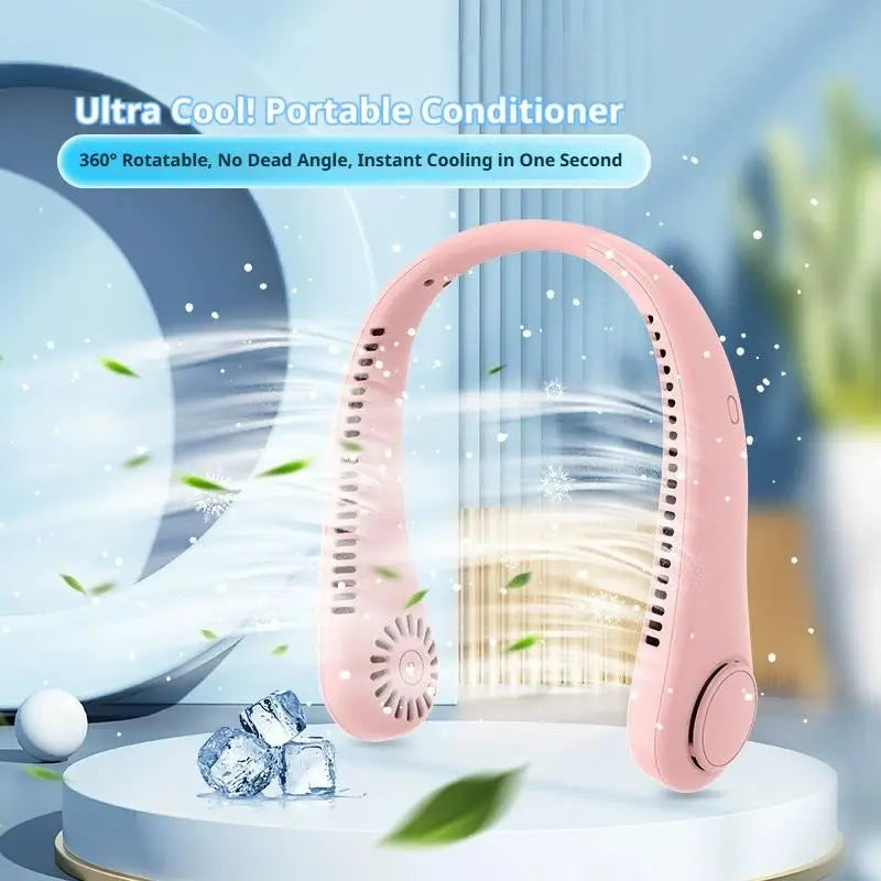 Portable Bladeless Neck Fan Rechargeable 3 Speeds Adjustable Cooling Fan Hands-Free Bladeless Neck Fan For Outdoor Sports Travel