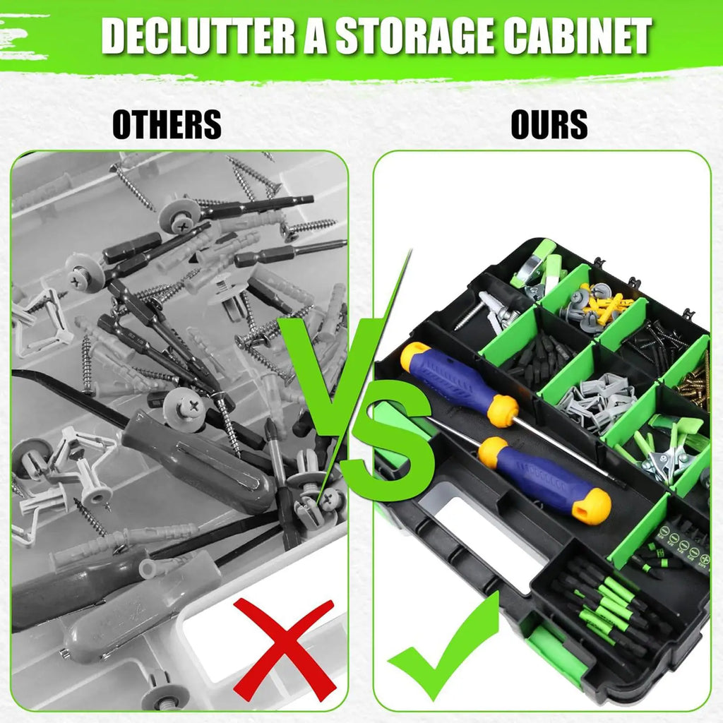 Multipurpose Tools Organizer Box with 34 Compartments Hardware Storage Container for Nuts Small Parts Screw Fasteners Crafts
