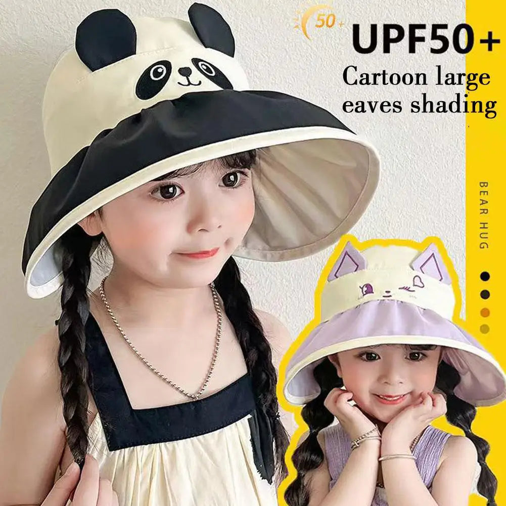 Summer Sun Hat For Kid Boys Girls Lightweight Cute Animal Bucket Hat Wide Brim Fisherman Cap UV Protection Hat for Beach Outdoor