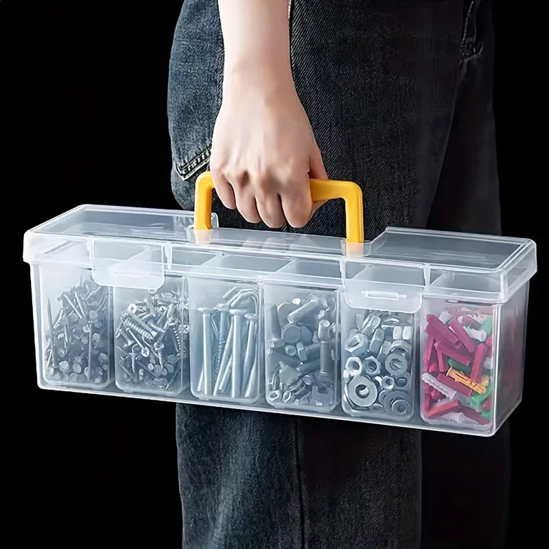 Hardware Tool Storage Box, Multi-Compartment Transparent Tool Organizer, Screw and Accessory Sorting Box, Household Screw, Wrenc