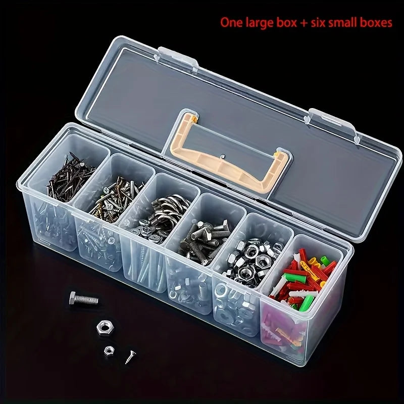 Hardware Tool Storage Box, Multi-Compartment Transparent Tool Organizer, Screw and Accessory Sorting Box, Household Screw, Wrenc