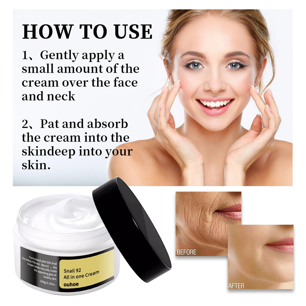 Snail Mucin Cream 92 Daily Moisturizer Hydrating Face Gel Skin Care Soothing Repairing Facial Lotion Korean Healthy Glow Cream