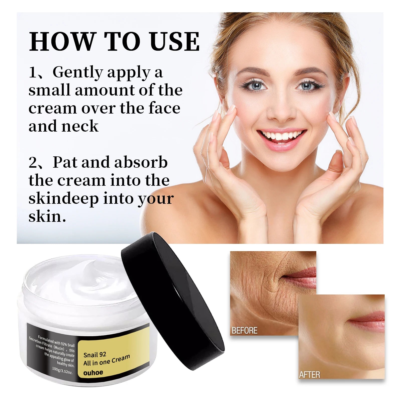 Snail Mucin Cream 92 Daily Moisturizer Hydrating Face Gel Skin Care Soothing Repairing Facial Lotion Korean Healthy Glow Cream