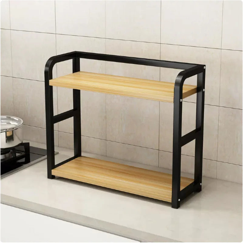 Kitchen Countertop Organizer 1pc 2-Tier Rustproof Metal Shelf Space Saver for Condiments Coffee Mugs Daily Storage