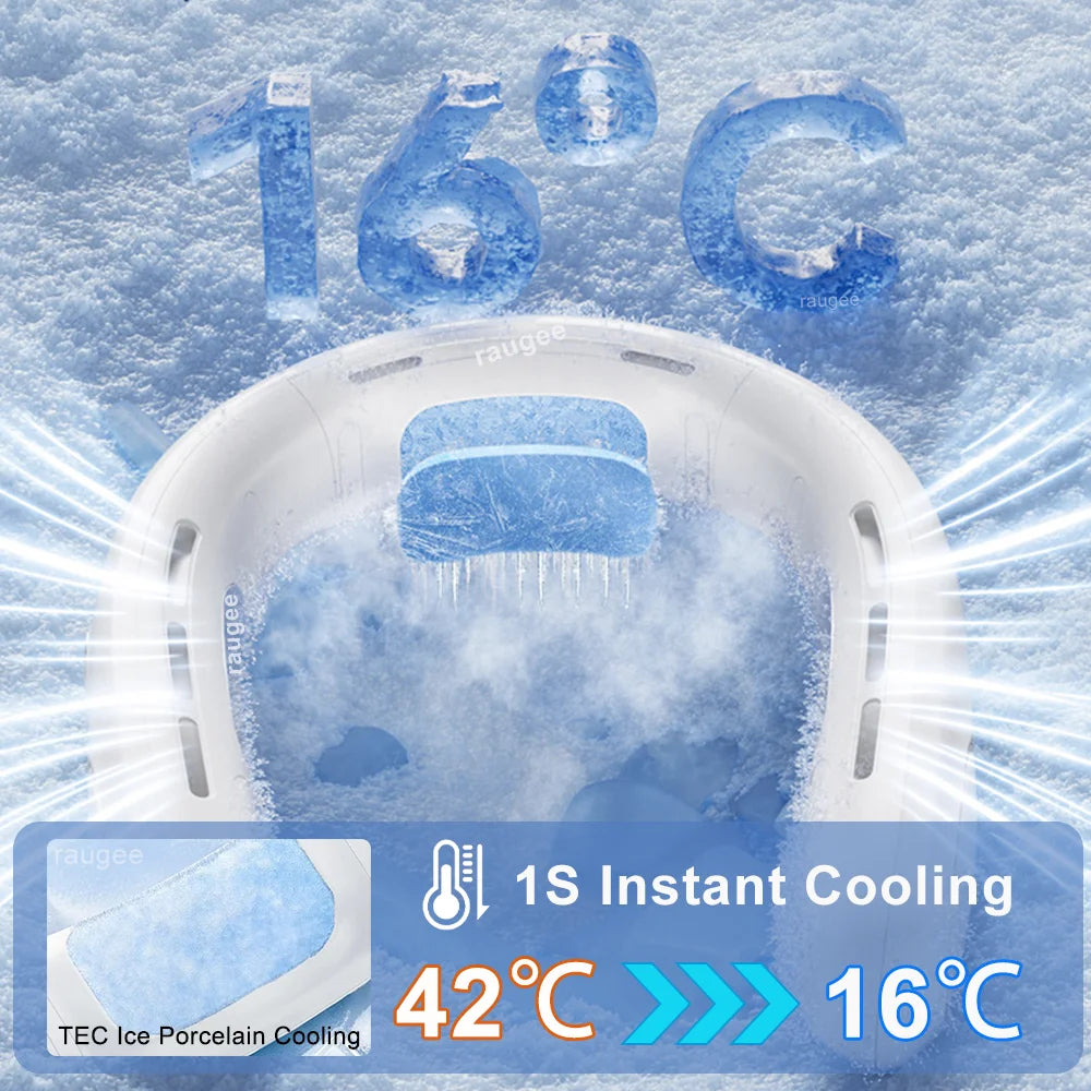 Portable Neck Fan Mini Neck Cooler Bladeless Hanging Neck Fan 4000mAh USB Rechargeable Ice Cooling fan with LED Digital Display