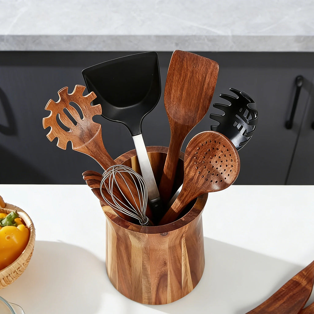 Natural Wooden Kitchen Organizer Storage Box Cabinet Drawer Dividers Closet Space Saver Cooking Tool Home Organization Supplies