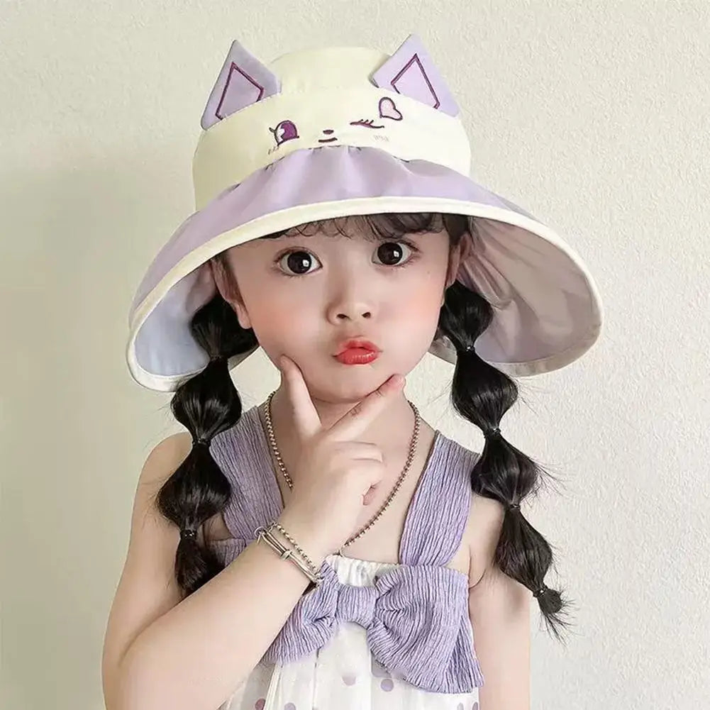 Summer Sun Hat For Kid Boys Girls Lightweight Cute Animal Bucket Hat Wide Brim Fisherman Cap UV Protection Hat for Beach Outdoor