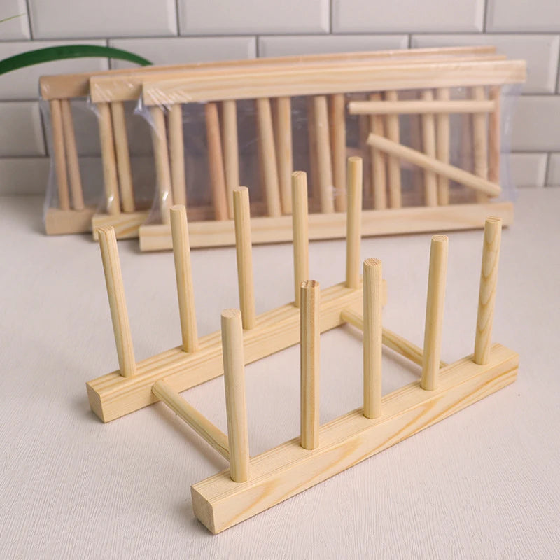 Space-Saving Wooden Kitchen Organizer: Sturdy Multipurpose Rack for Dishes, Cups, and Cutting Boards