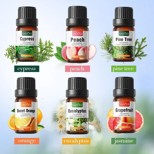1PCS SADOER Natural Plant Essential Oil 10ml Eucalyptus Lavender Bergamot Vanilla Peppermint Aroma Essential Oils For Diffuser