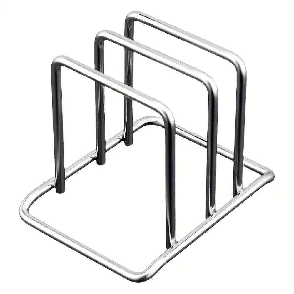 1pc Space-Saving Stainless Steel Pot Lid and Cutting Board Organizer Combo - Heavy-Duty Countertop Rack, kitchen organizer