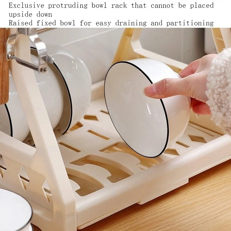 Kitchen Multifunctional Storage Rack, Bowl And Plate Organizer With Drainage Rack, Countertop Cutlery Storage Rack