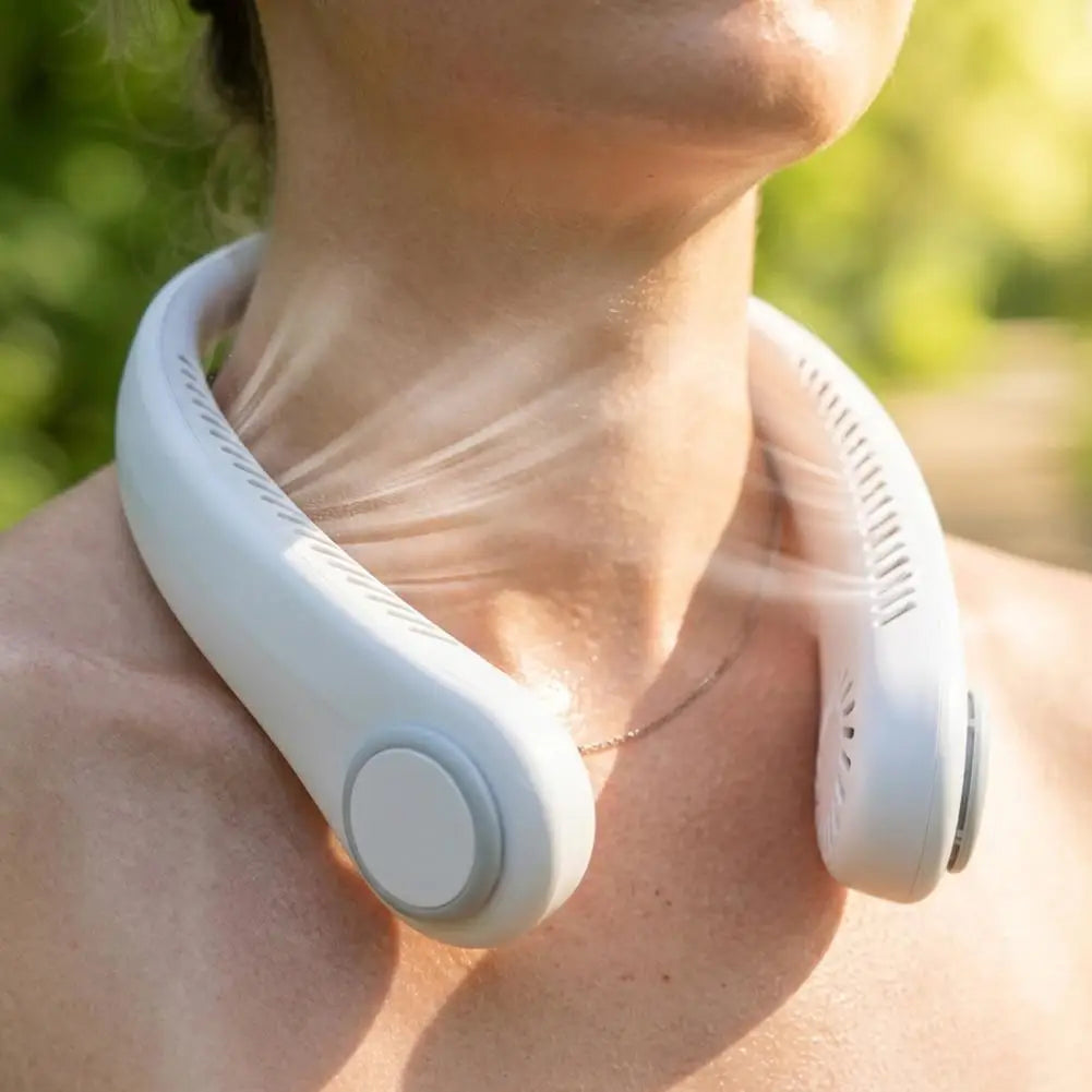 Portable Bladeless Neck Fan Rechargeable 3 Speeds Adjustable Cooling Fan Hands-Free Bladeless Neck Fan For Outdoor Sports Travel
