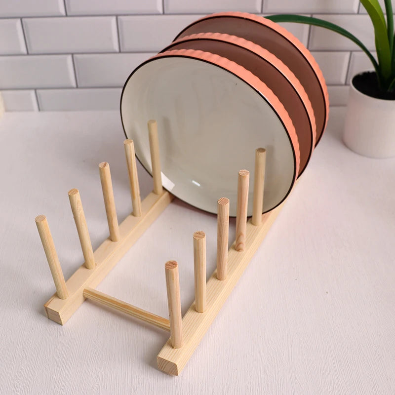 Space-Saving Wooden Kitchen Organizer: Sturdy Multipurpose Rack for Dishes, Cups, and Cutting Boards