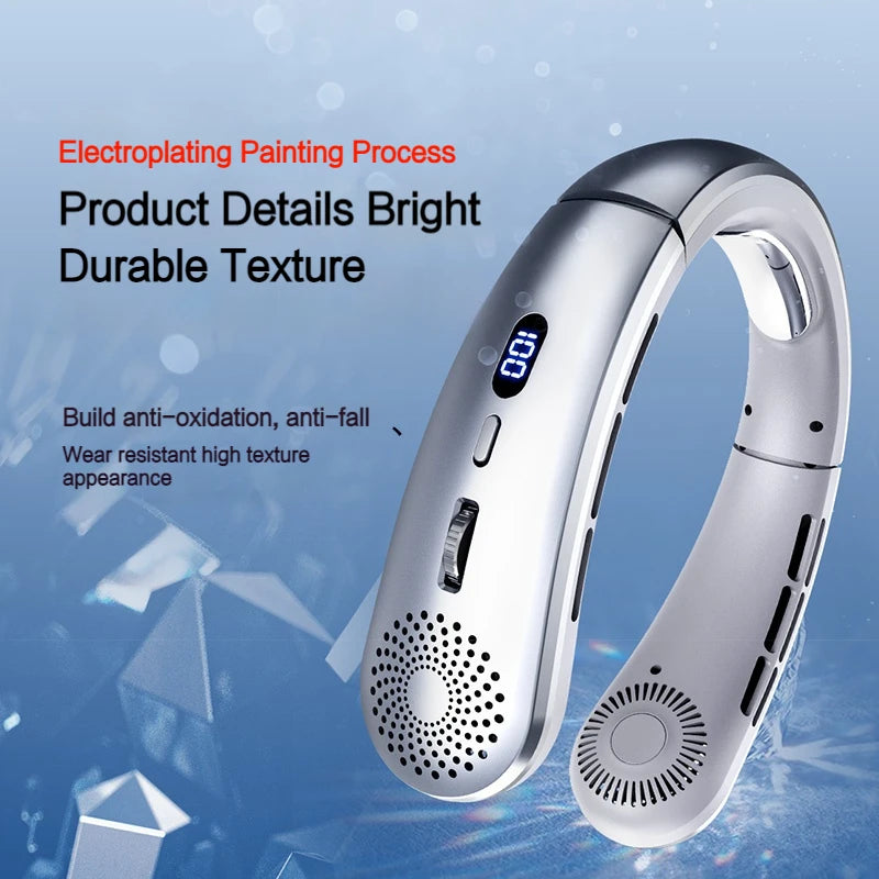 Portable Neck Fan, Upgraded 100 Speeds Personal Bladeless Fan Wearable with Neck Brace, 4000mAh Rechargeable Battery Operated,