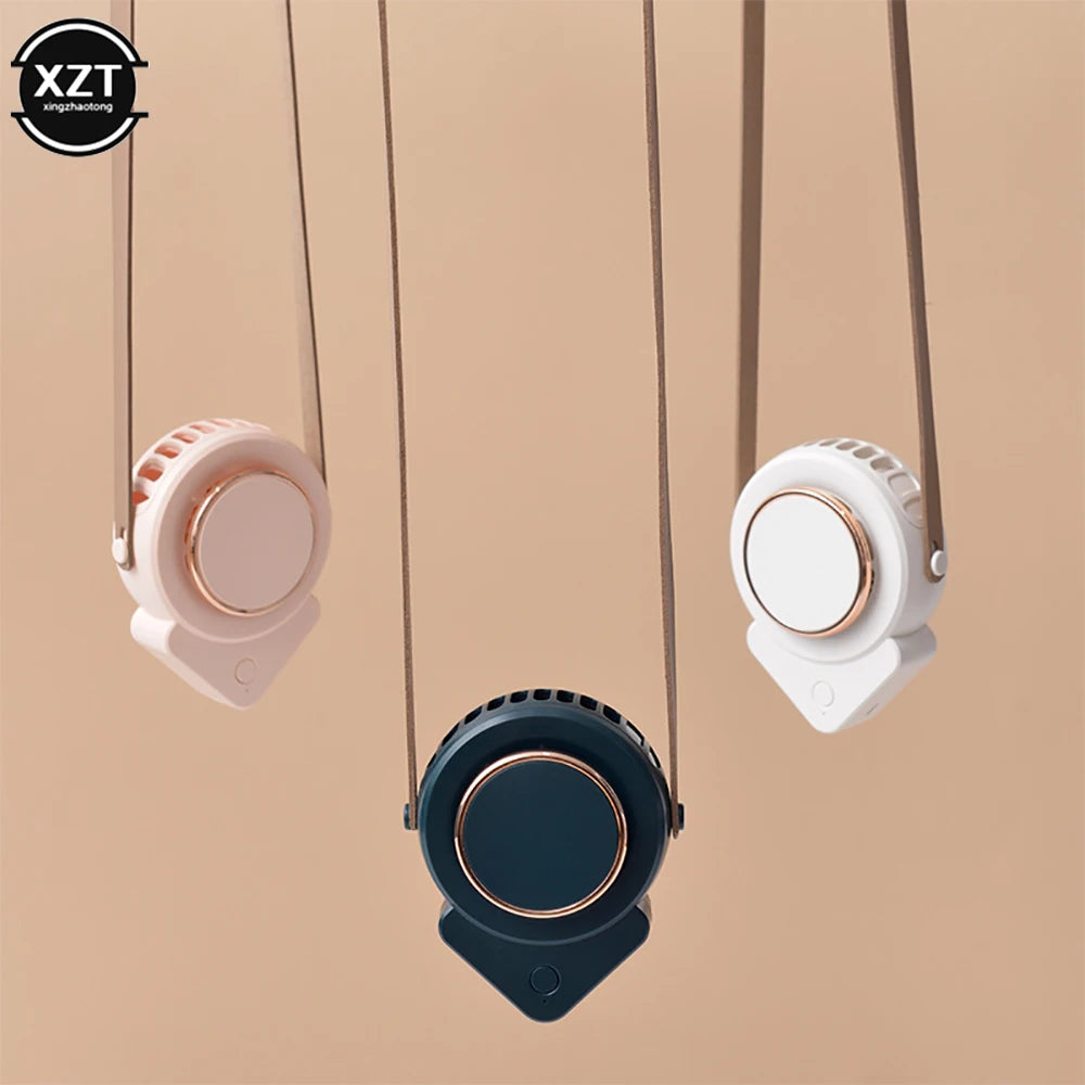 Mini Necklace Fan Bladeless Handheld Fan Portable USB Rechargeable Personal Neck Fan Speed Adjustable For Outdoor Event Office